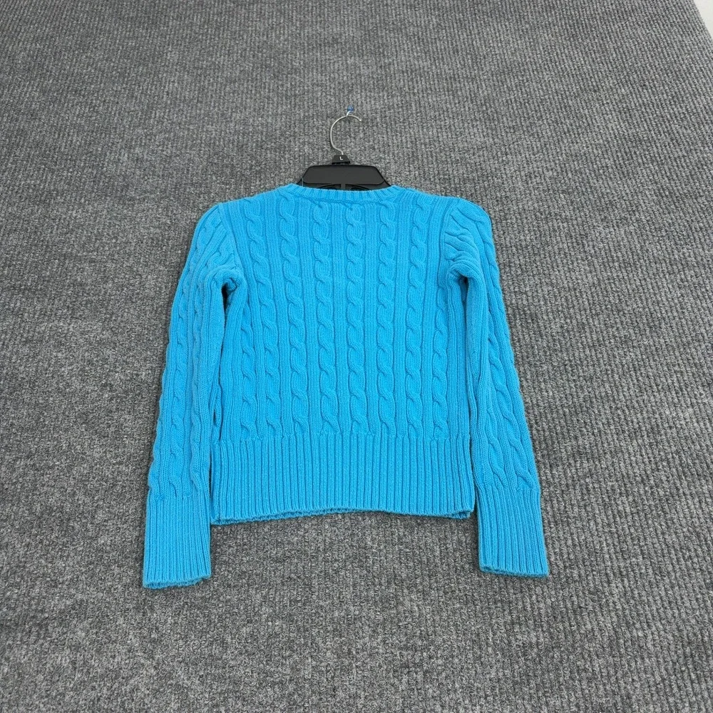 Ralph Lauren Sweater Girls M Blue 100% Cotton Cable Knit Crewneck Preppy Classic
